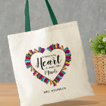 Tote Bag Professeur de ver de livre Dire cadeau<br><div class="desc">sac fourre-tout d'enseignant Merci avec un coeur fait de livres scolaires,  un doux dicton d'enseignant,  et leur nom.</div>