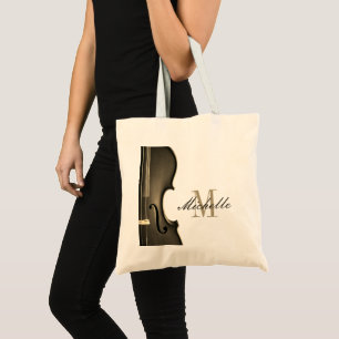 Tote Bag Professeur de violon et élève au nom personnalisé
