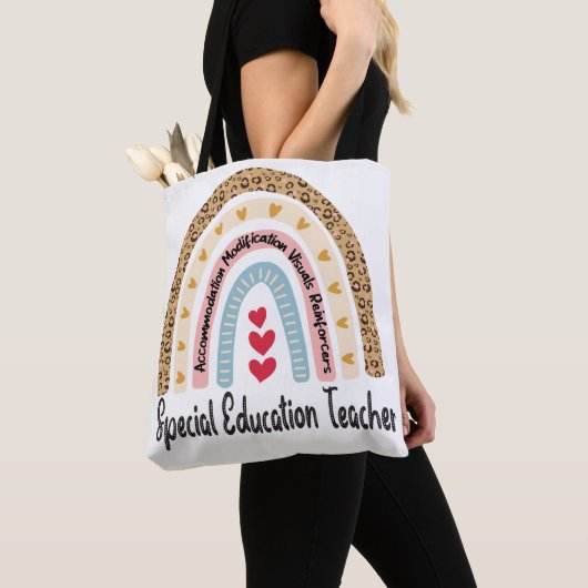 Tote Bag Professeur d'éducation spéciale Rainbow Leopard -  (De près)