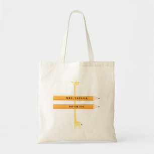 Tote Bag Professeur Fourre-tout de girafe et de crayon