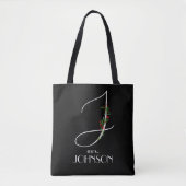Tote Bag Professeur initial de fleurs d'aquarelle J monogra (Devant)
