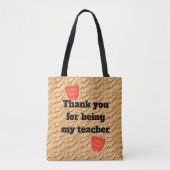 Tote Bag Professeur Merci Bright Red Apple Appréciation (Devant)