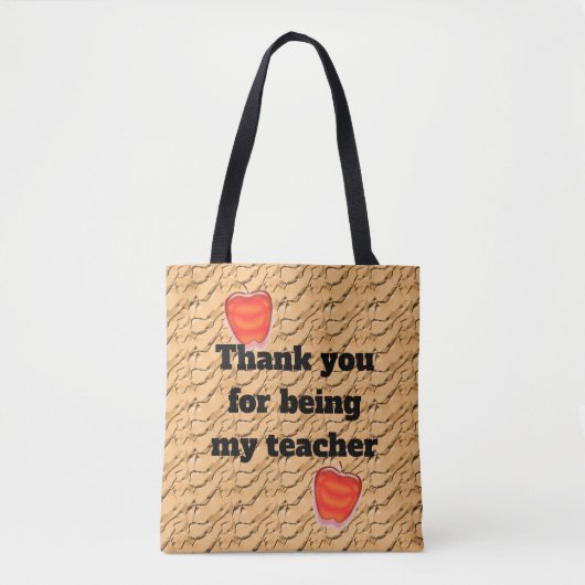 Tote Bag Professeur Merci Bright Red Apple Appréciation (Devant)