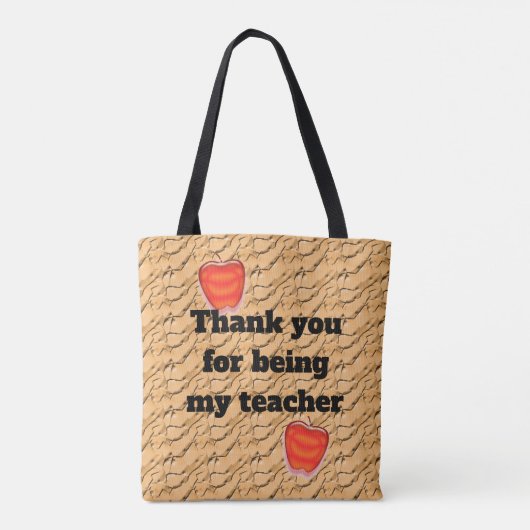 Tote Bag Professeur Merci Bright Red Apple Appréciation (Dos)