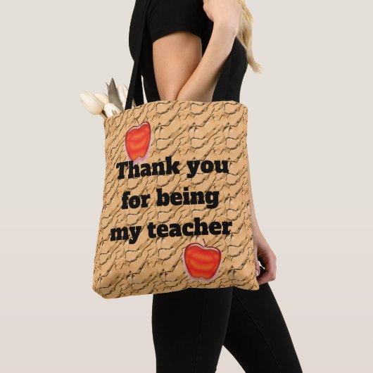 Tote Bag Professeur Merci Bright Red Apple Appréciation (De près)