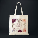 Tote Bag professeur mignon rose floral élégant<br><div class="desc">Flore et citrouille chute design en violet,  vert et pêche. Avec une belle aquarelle fleurie,  feuillage et design citrouille. Design automne/automne idéal. Convient pour un cadeau</div>