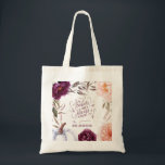 Tote Bag professeur mignon rose floral élégant<br><div class="desc">Flore et citrouille chute design en violet,  vert et pêche. Avec une belle aquarelle fleurie,  feuillage et design citrouille. Design automne/automne idéal. Convient pour un cadeau</div>