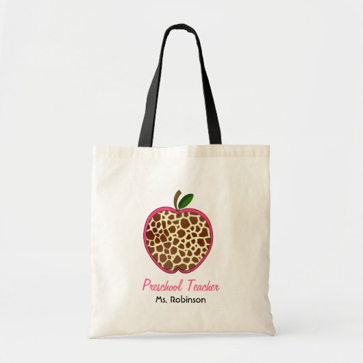 Tote Bag Professeur préscolaire - copie Apple de girafe (Devant)