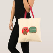 Tote Bag Professeur rouge de hibou au tableau (Devant (produit))