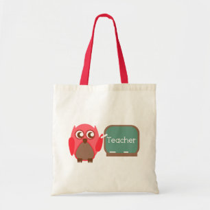Tote Bag Professeur rouge de hibou au tableau