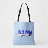 Tote Bag Profil de dessin d'aquarelle d'Airbus A320 (Devant)