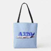 Tote Bag Profil de dessin d'aquarelle d'Airbus A320 (Dos)