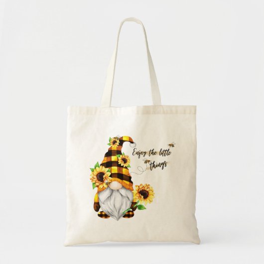 Tote Bag Profitez des petites choses Gnome tournesol (Devant)