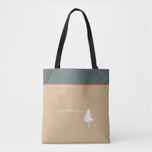 Tote Bag Profitez des petites choses Monogram Tree Tan vert (Devant)