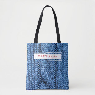 Tote Bag Projet personnalisé Tricot bleu