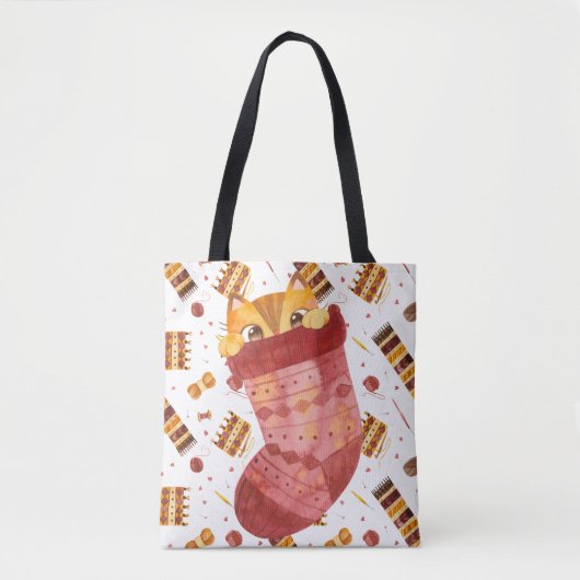 Tote Bag Projets de Tricot Cute Cat (Devant)