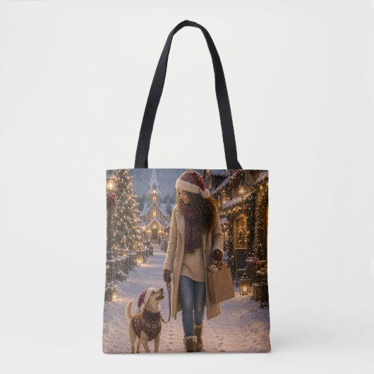Tote Bag Promenade de Noël avec Lina (Devant)