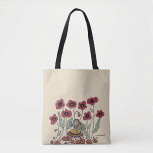 Tote Bag Promenade en art populaire d'Ukrainien de pavots