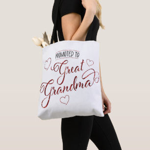 Tote Bag Promue grand-mère avec des cœurs et une fausse éti