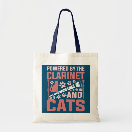 Tote Bag Propulsé Par Le Clarinet Et Les Chats Drôle Clarin (Devant)
