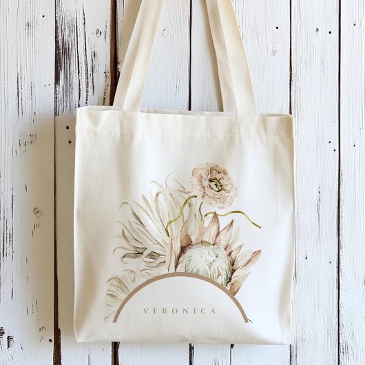 Tote Bag Protea sauvage boho Pampas Fleurs personnalisées 