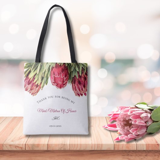 Tote Bag Proteas Rose Moderne Mariage Floral Maid Of Honor