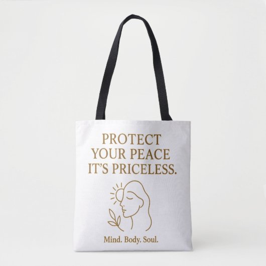 Tote Bag Protect Your Peace — Minimalist Self-Care Quote (Devant)