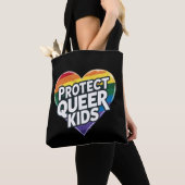 Tote Bag Protéger les enfants queer Rainbow Heart LGBT Prid (De près)