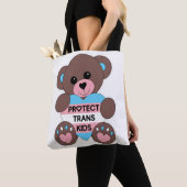 Tote Bag Protéger Trans Kids Pride Drapeau Teddy Bear (De près)