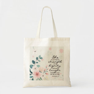 Tote Bag Proverbes 31:25 Elle est habillée en force