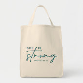 Tote Bag Proverbes 31:25 | Matthieu 17:20 Religieux Chrétie (Devant)