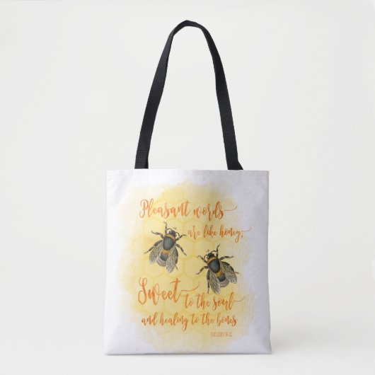 Tote Bag Proverbes Bible Citation Des Abeilles De Miel (Devant)