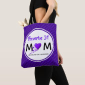 Tote Bag PROVERBS 31 Fête des mères Anniversaire violet (De près)