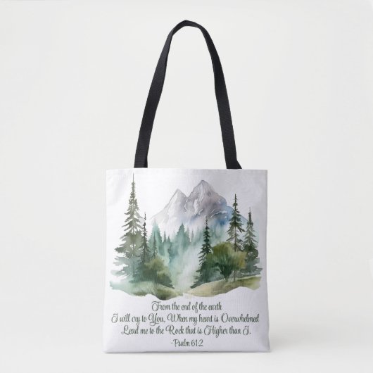 Tote Bag Psalm 61:2 Lead me to the Rock Scripture Mountain (Devant)
