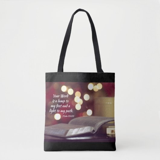 Tote Bag Psaume 119:105 Ta Parole est une Lampe à mes pieds (Devant)