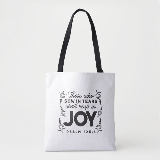 Tote Bag Psaume 126:5 Typographie des Écritures – Moissonne (Devant)