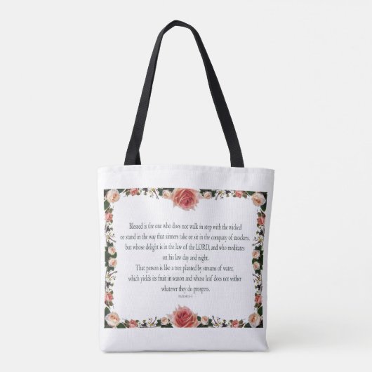 Tote Bag Psaume 1, Conception des bordures de fleurs, Rende (Dos)