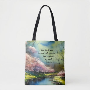 Tote Bag Psaume 23:2-3 Il restaure mon âme Bible Verse