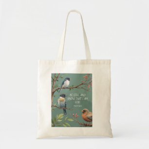 Tote Bag Psaume 46:10 Image de verset biblique chrétien