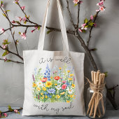 Tote Bag Psaume 46 Bible Fleur sauvage chrétien