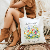 Tote Bag Psaume 46 Bible Fleur sauvage chrétien