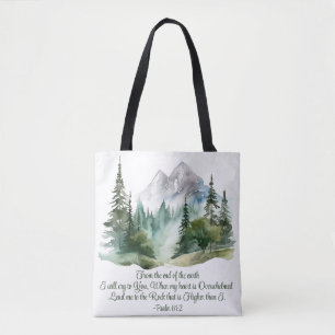 Tote Bag Psaume 61:2 Conduis-moi au Rocher Montagne des Écr