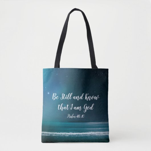 Tote Bag Psaume sois toujours et sache que je suis Dieu (Devant)