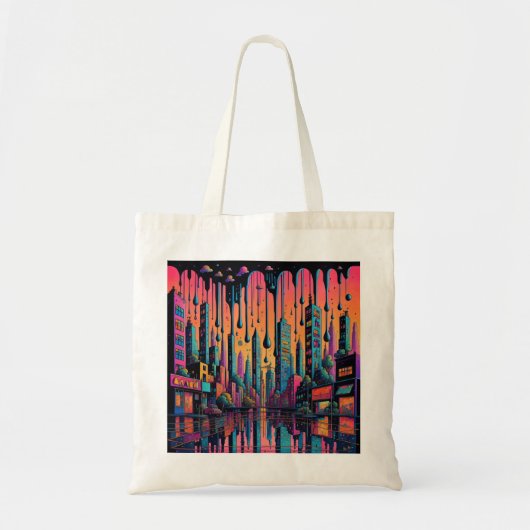 Tote Bag Psychedelic Drippy City Art (Devant)