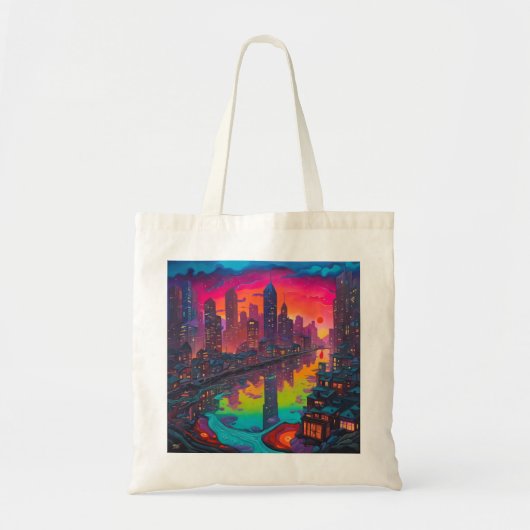 Tote Bag Psychédélique Darker Cityscape (Devant)
