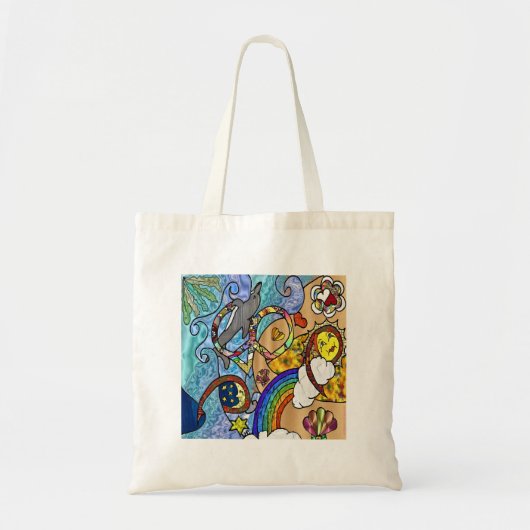 Tote Bag Psychédélique des années 60 rétro à la plage Vêtem (Devant)