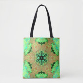 Tote Bag Psychédélique Mandala Fleur Orange et Vert (Devant)