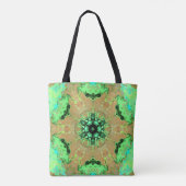 Tote Bag Psychédélique Mandala Fleur Orange et Vert (Dos)
