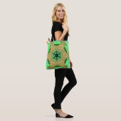 Tote Bag Psychédélique Mandala Fleur Orange et Vert (Sur le modèle)