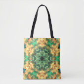 Tote Bag Psychédélique Mandala Flower vert et jaune (Devant)